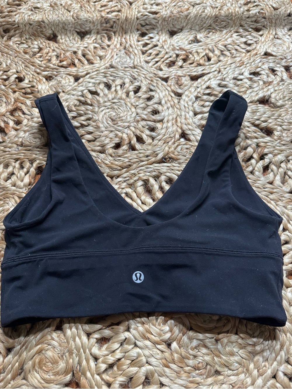 lululemon athletica Black V‑Neck Light Support Sports Bra with Logo